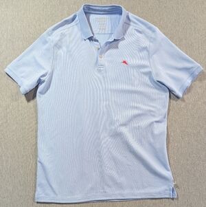 Tommy Bahama Light Blue Polo with Red Emblem